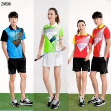 ZMSM Новые мужские и женские теннисные рубашки с коротким рукавом, набор для бадминтона, настольного тенниса с отложным воротником, теннисная футболка, шорты, юбки NM5070