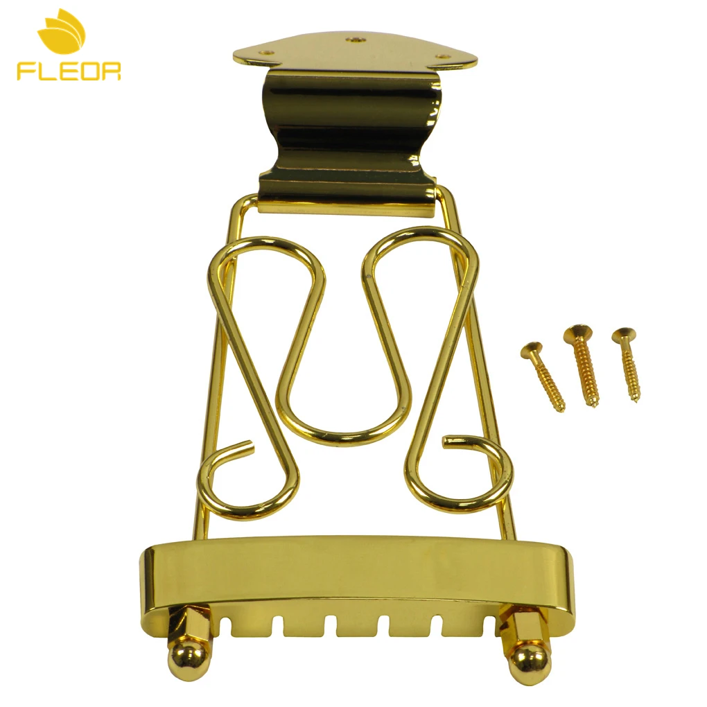 FLEOR 6 String Archtop Jazz Guitar Trapeze Tailpiece Zinc Alloy Golden
