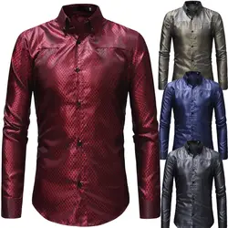 2018 горячая распродажа мужская рубашка модная мужская рубашка с длинным рукавом Топы 3D цифровой узор мужские Рубашки повседневные Slim Fit