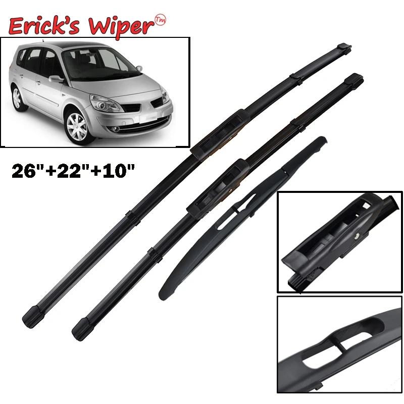 

Erick's Wiper Front Rear Wiper Blades For Renault Scenic 2 / Grand 2005-2009 Windshield Windscreen Front 26"22"10"