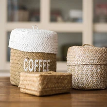 ZAKKA натуральные морские водоросли ручной работы корзина для хранения с крышкой домашнего хранения организации пищевые разное Корзина с фруктами кухня организатор