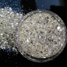 Чистый лучший Серебряный Сияющий блестящая в УФ-свете пудра Пыль лист Дизайн ногтей украшения маленький тонкий блеск, 5 г банка, YTKL02265221148712212