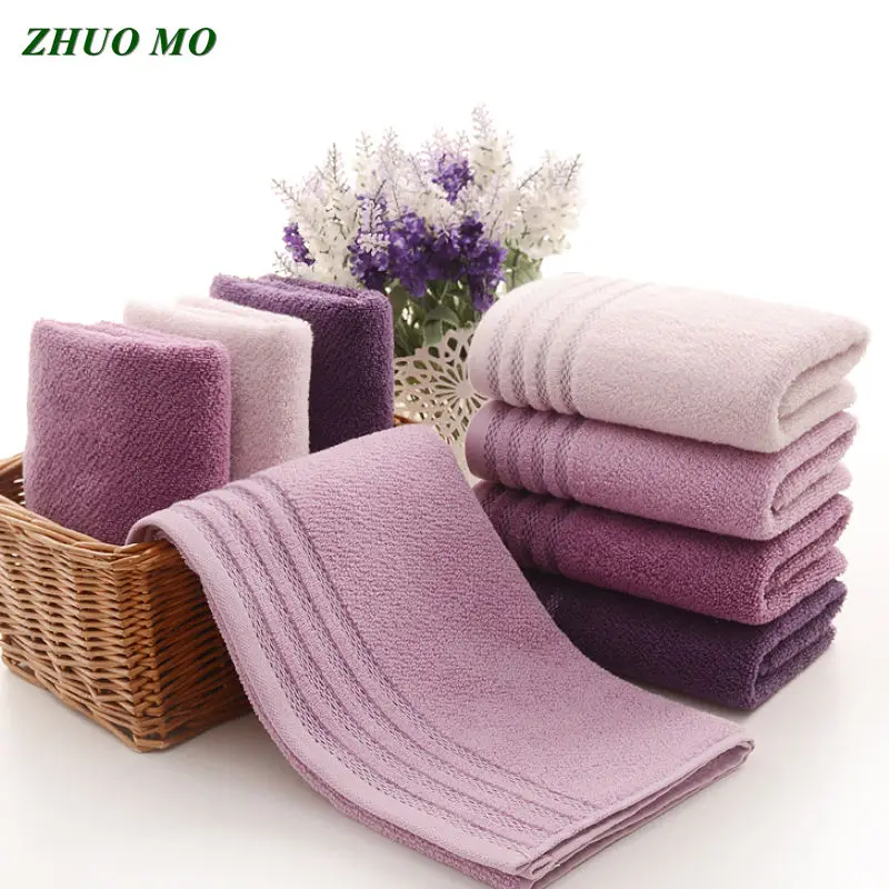 ZHUO MO, хлопок, 1 шт., полотенце для лица для взрослых, плотное, для ванной комнаты, супер впитывающее полотенце, 34x74 см, розовое, фиолетовое, полотенце для рук