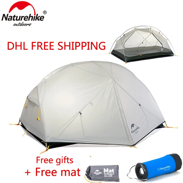 Naturehike Mongar 3 сезон палатка 20D нейлон Fabic двойной слой водонепроницаемый палатка для 2 человек NH17T007-M