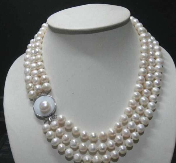 

ddh002099 noblest AAA+ 3ROW 9-10mm WHITE ROUND AAA AKOYA PEARL NECKLACE 28% Discount