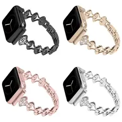 Для Apple Watch Band 40 мм 44 мм 38 мм 42 мм женский ремешок из нержавеющей стали с бриллиантами для Apple Watch Series 4 3 2 1 браслет для iwatch