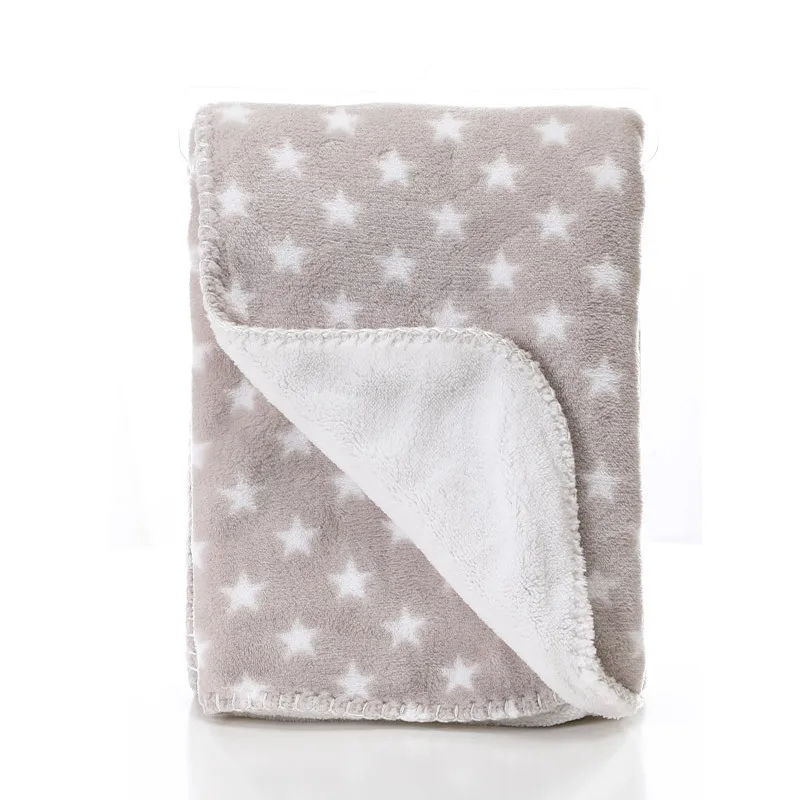 Grey 100X150 Детское одеяло, термальное Коралловое флисовое Звездное одеяло для младенцев, пеленка для сна, детская коляска для новорожденных, детское постельное белье, Bebe, одеяло s - Цвет: Grey 100X150