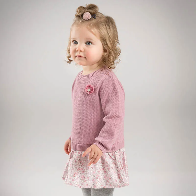 DB7361 dave bella/весеннее платье принцессы для маленьких девочек; модная детская одежда для дня рождения; детское вязаное платье-свитер для малышей