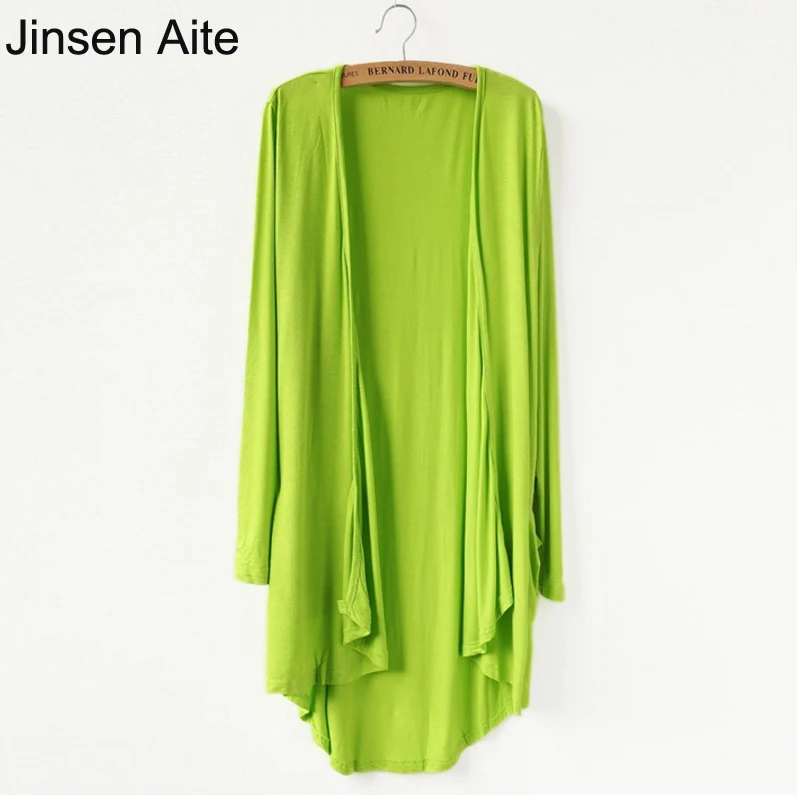 

Jinsen Aite New Women Plus Size 5XL Modal Candy-Color Long-sleeved Female Shirt Sun Protection Clothing UV Cardigan Coat JS369