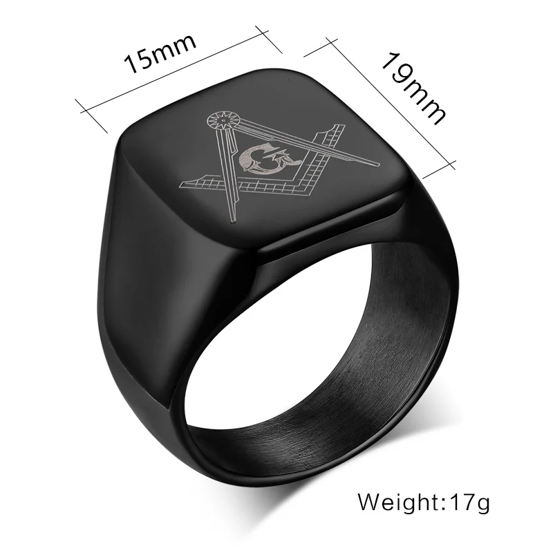 Masonic Ring Black Rings Stainless Steel Freemason Symbol G Templar Freemasonry Signet Anel Chevaliere Homme Alliance