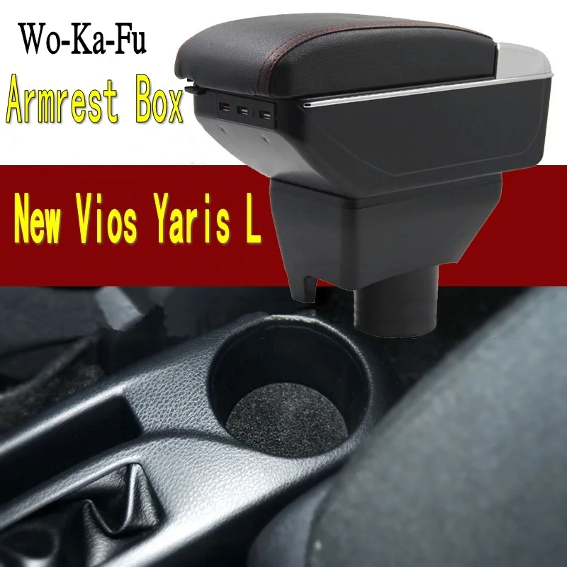 

For Yaris 2018 armrest box central Store content Storage box with cup holder ashtray USB interface yaris 2014-2018