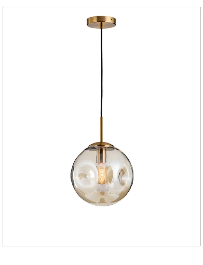 LukLoy стеклянный шар подвесной светильник лампа стеклянный круглый светильник потолочная Подвесная лампа для спальни светодиодные лампы прикроватные лампы оттенки