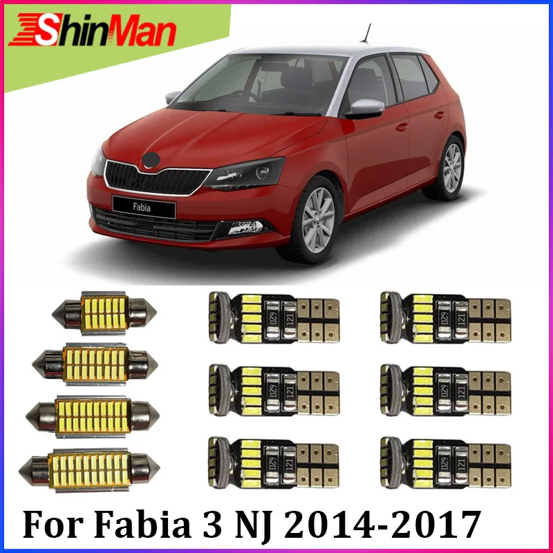 

ShinMan 17X Error Free Canbus LED CAR Light Interior Light LED kit For Skoda Fabia 3 Fabia NJ LED Reading Lights 2014-2017