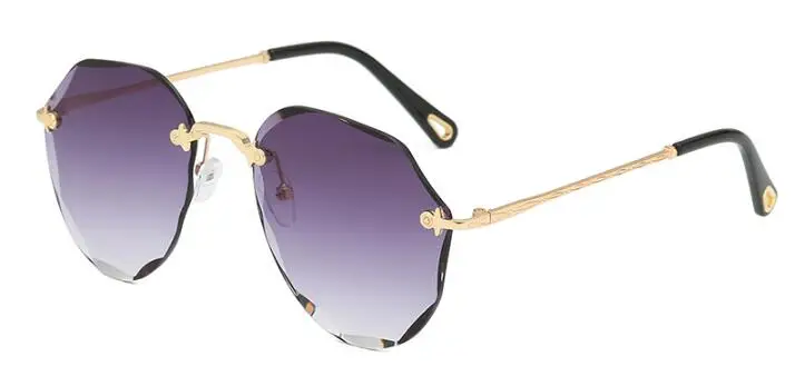 Роскошные солнцезащитные очки без оправы, женские дизайнерские брендовые высококачественные градиентные линзы с кристаллами, коричневые оттенки, мужские солнцезащитные очки для пилота, женские - Цвет линз: C1 gradient gray