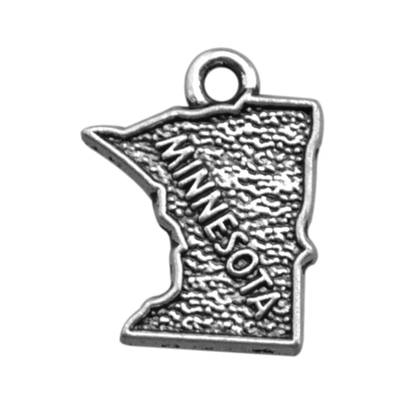 

Silver Minnesota State Map Dangle Charms Jewelry DIY Fit Bracelet Necklace 10PCS