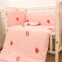 6 шт. для новорожденных, детский протектор, Комплект постельного белья для кроватки, бампер, простыня, наволочка для кроватки, защита вокруг ребенка, клубника, рыбный шар