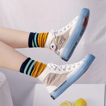 

Women Shoes Autumn Trending Style Unisex Sneakers High Tops Transparent Sole Jelly Sole Cool Fashion Lovers Casual Shoes 35-44