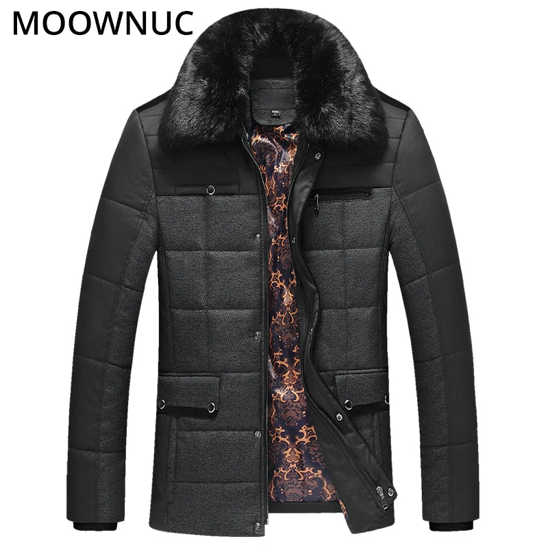 Шерстяное деловое повседневное Мужское пальто мужской меховой воротник осенне-зимнее плотное пальто Модная Смешанная брендовая одежда