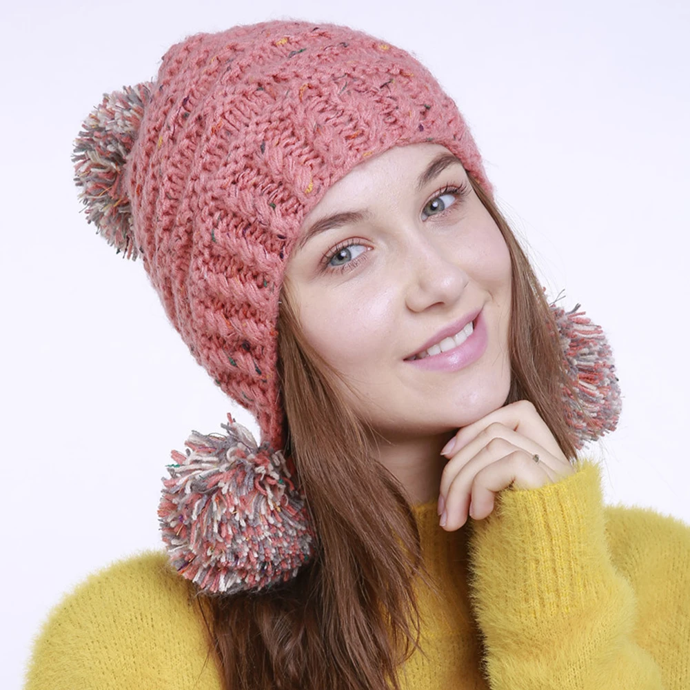 Модные зимние теплые Pom Бал Bobble Hat Для женщин вязаная шапка Кепки Рождественский