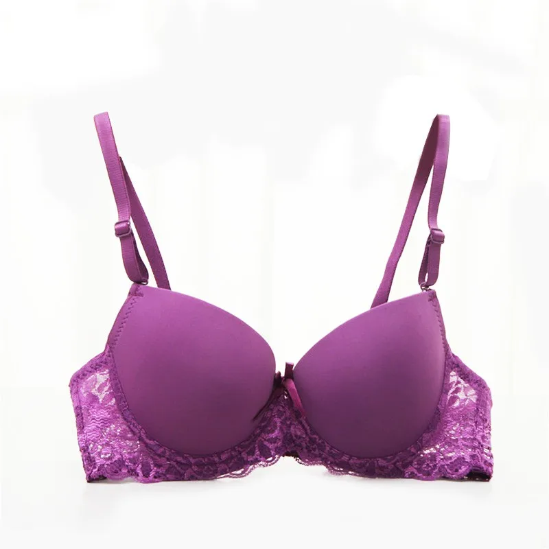 

Lace Push-up Bras for Women Underwire Padded Adjustable Solid Colour A B Cup Embroidery Bowknot Female BH Lingerie Soutien-gorge