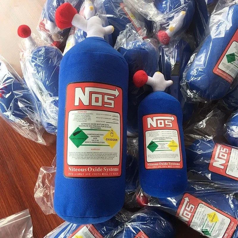 

New Creative Plush Toys NOS Nitrous Oxide Bottle Soft Pillow Turbo JDM Cushion Gifts Car Decor Headrest Backrest Seat Neck Rest