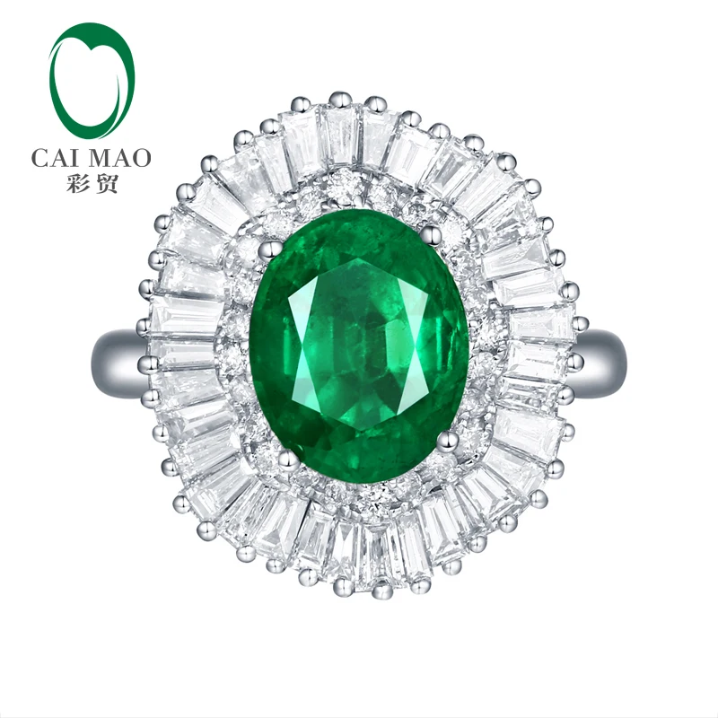 Caimao Jewelry Antique 14k Gold 2.24ct Natural Emerald Diamonda Ring