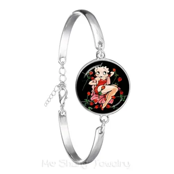 

2020 Sexy And Lovely Betty Boop Pattern Bracelet Charm Red Rose Handmade Chain Bangle Jewelry Dropship Wholesale