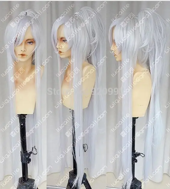 

Brave10 Date Masamune New long Silver White Gradient Cosplay Wig+Ponytail