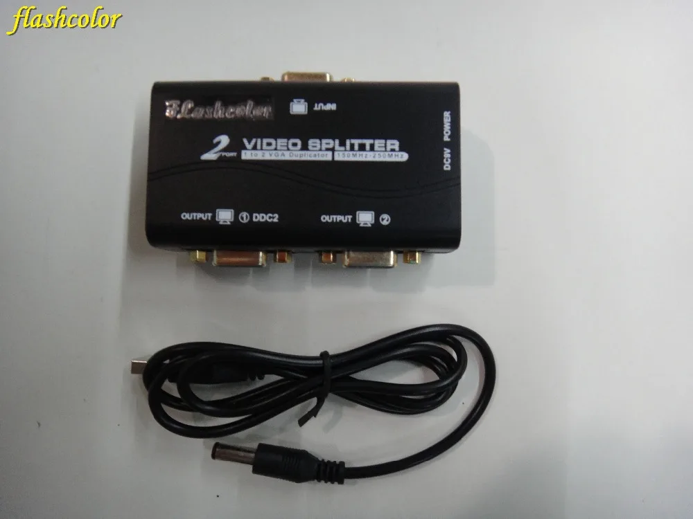 Flashcolor VGA Splitter 2 порта VGA Video Splitter 250 мГц 1 вход 2 выход Поддержка USB адаптер питания