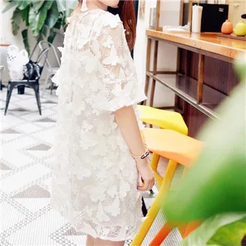 

off white 3D butterfly lace net yarn embroidery fabric.