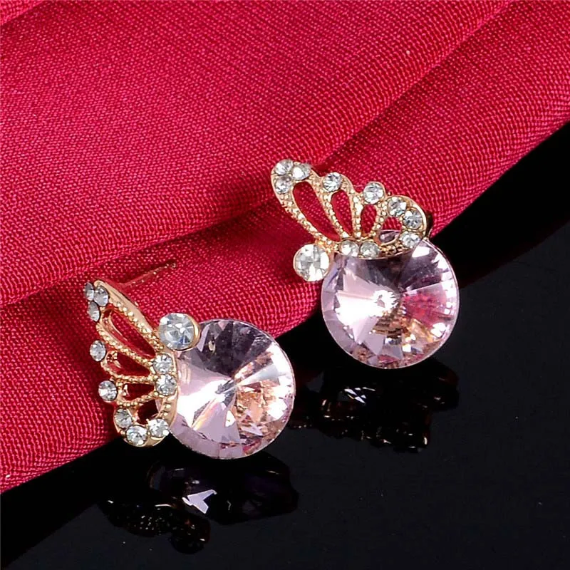 H: HYDE Elegane красочный циркониевый ювелирный набор свадебный ювелирный набор ожерелье с бабочкой из кристаллов серьги Bijoux Femme индийские ювелирные изделия