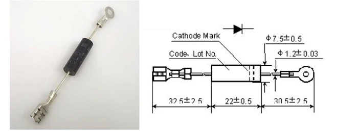 Высоковольтный диодный CL01-12, применяемый для микроволновой печи или другого электрического прибора