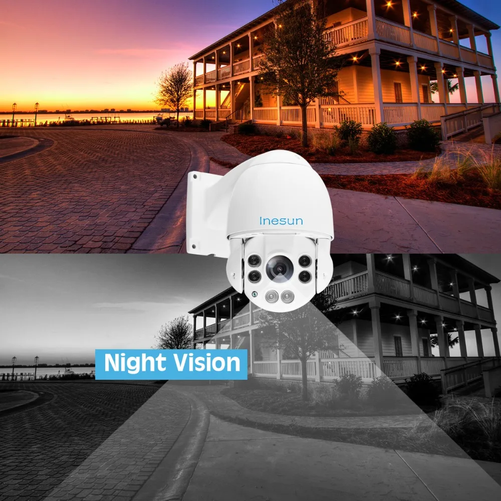Inesun наружная камера видеонаблюдения Full HD 1080P 4 в 1 CVI/TVI/AHD/CVBS 10X оптический зум высокая скорость купол 165ft ночное видение