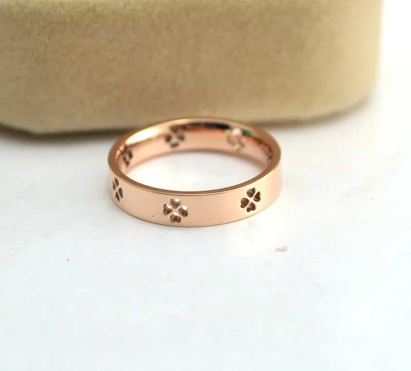 Новое горячее предложение 316 титановое стальное кольцо Lucky grass полое кольцо 14KGP Обручальное Кольцо женское кольцо на кастет