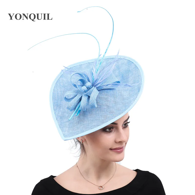 

Elegant ladies chapeau caps women derby kenducky fascinators headwear headbands church headpiece with feathers hair accessories