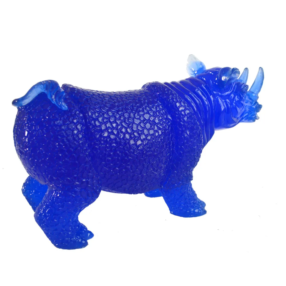 Фэн Шуй синий носорог и слон смолы статуя Мода украшение дома подарок U1022