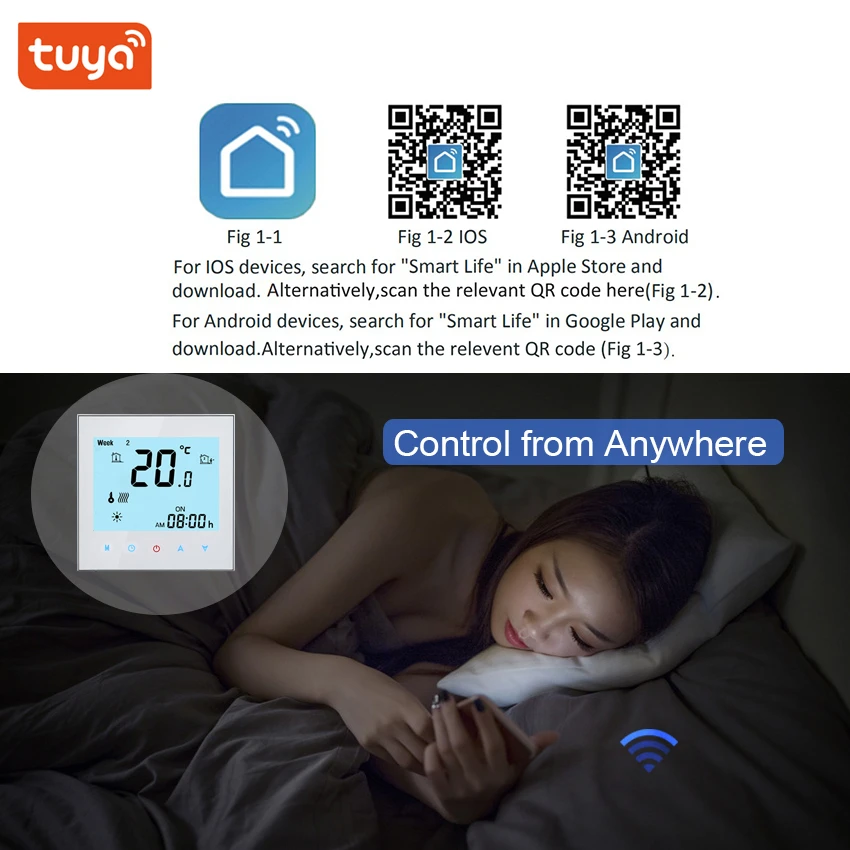 Термостат WiFi температурный контроллер для подогрева пола воды Termostato wifi TUYA Smart Life