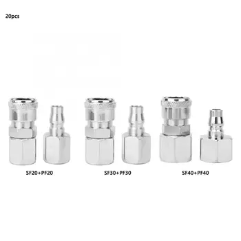 

20Pcs Zinc Plated Iron Outer Thread Quick Coupler Set Quick Air Socket Plug Connector Kit