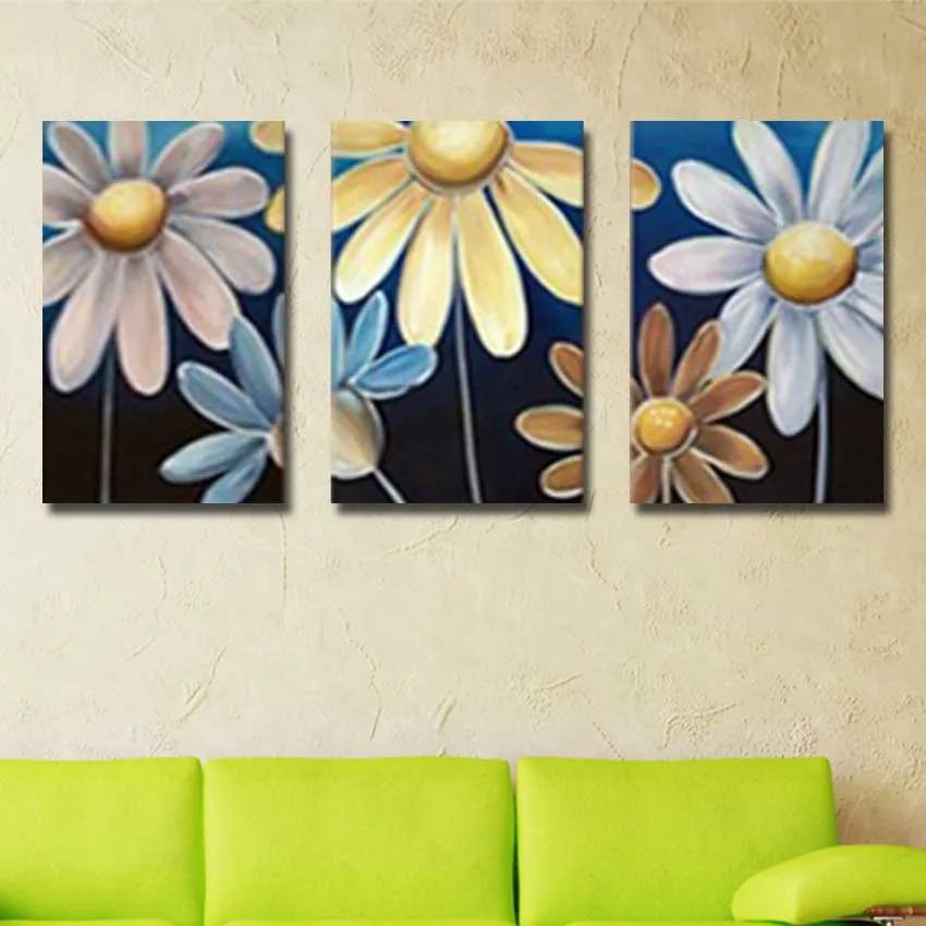 

Abstract modern No Frame mural beautiful flowers Oil Paintings on Canvas 3pcs home Decoration Wall Art Paints for living room