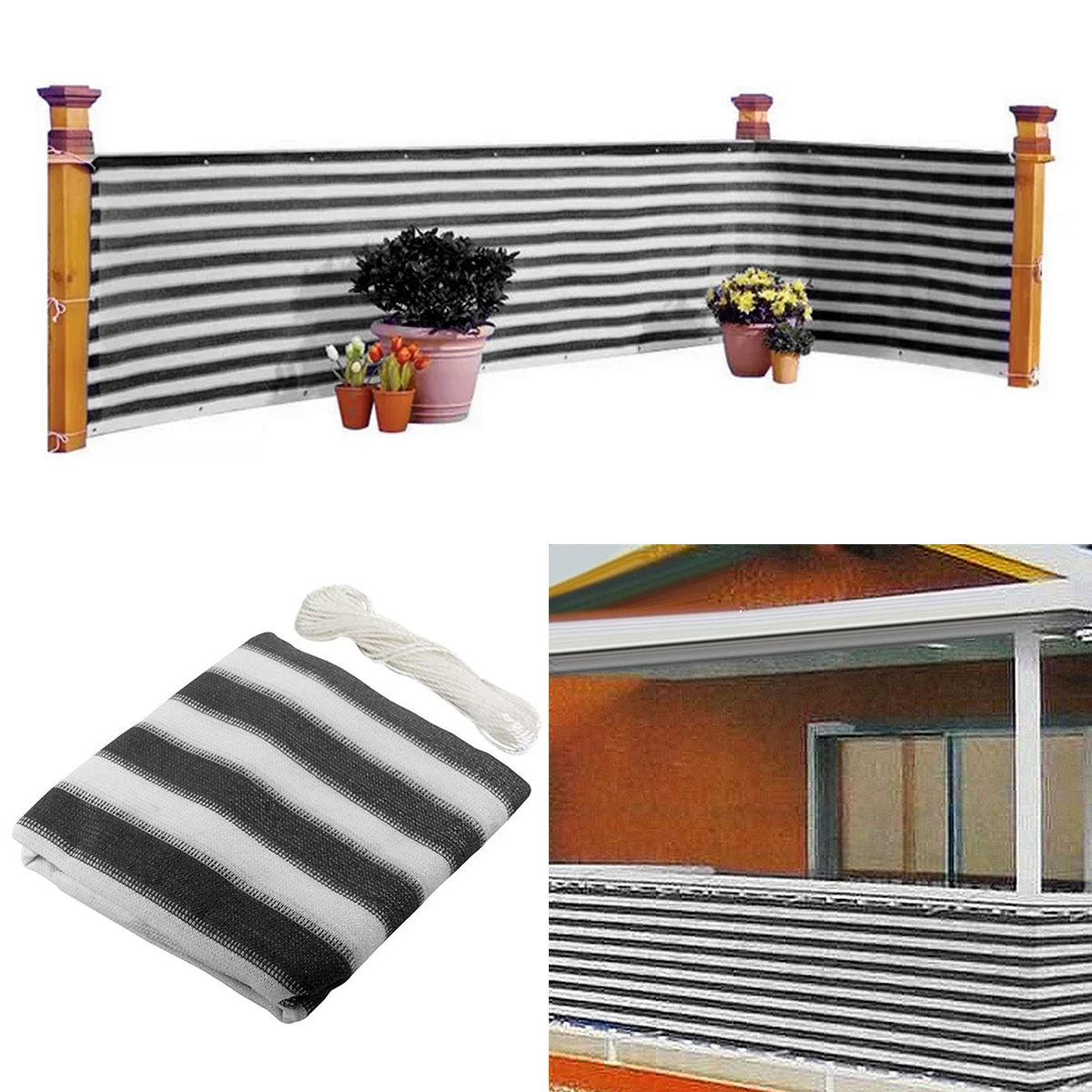 

Anti-aging Privacy Screen Fence Breathable Outdoor Backyard Shade with Grommets for Garden Pool Balcony 0.9*5m