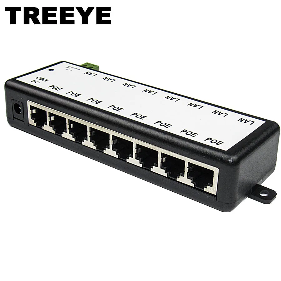 

8 Ports Passive PoE Adapter 8ch PoE Power Supply Ethernet POE Injector Pin 4,5(+)/7,8(-) Input DC12V-DC48V