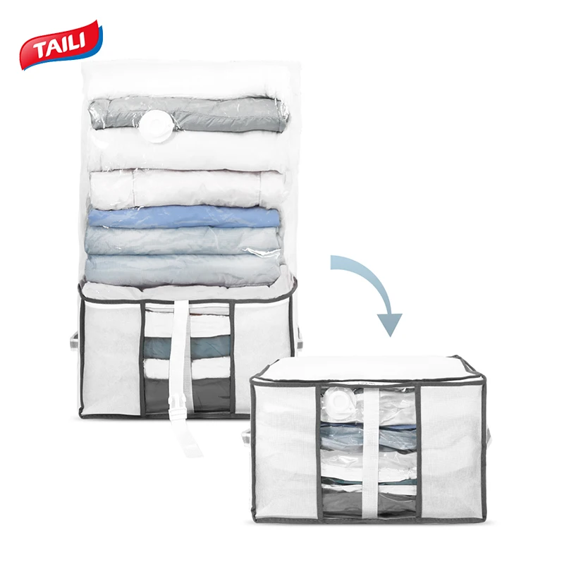 

Taili Foldable Vacuum Storage Box With Pump Non-Woven Fabric Storage Underbed Bin For Clothes Quilt Duvet Storage Organizer