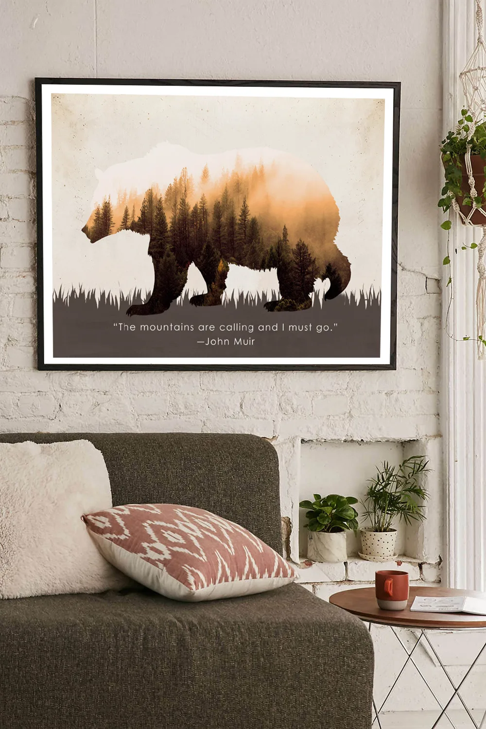 Original artwork bear mountain canvas painting art prints poster ...