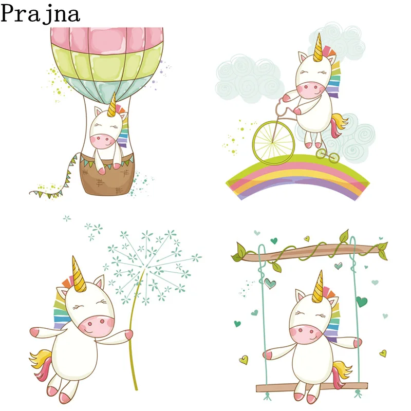

Prajna Unicorn Iron-on Transfers For Kids Clothes T- Shirt Heat Transfer Vinyl Sticker Jacket Grade-A Thermal Applique E