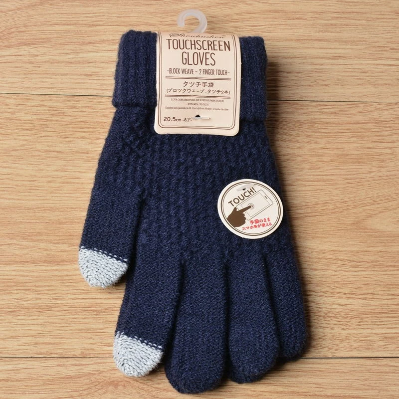 Novelty Magic Touch Screen Gloves Women Warm Winter Stretch Knit Mittens Wool Full Finger Guantes Men Solid Crochet Mitt Luvas