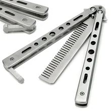 Stainless Steel Practice Training Butterfly Knife Comb Tool Cool Sport 5W3Z 7GQF Cosmetic Tools