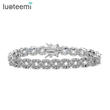 LUOTEEMI Top AAA Quality Fashion White Gold Plated Clear CZ Stone Charm Bracelet for Women Factory in Yiwu Direct Sale