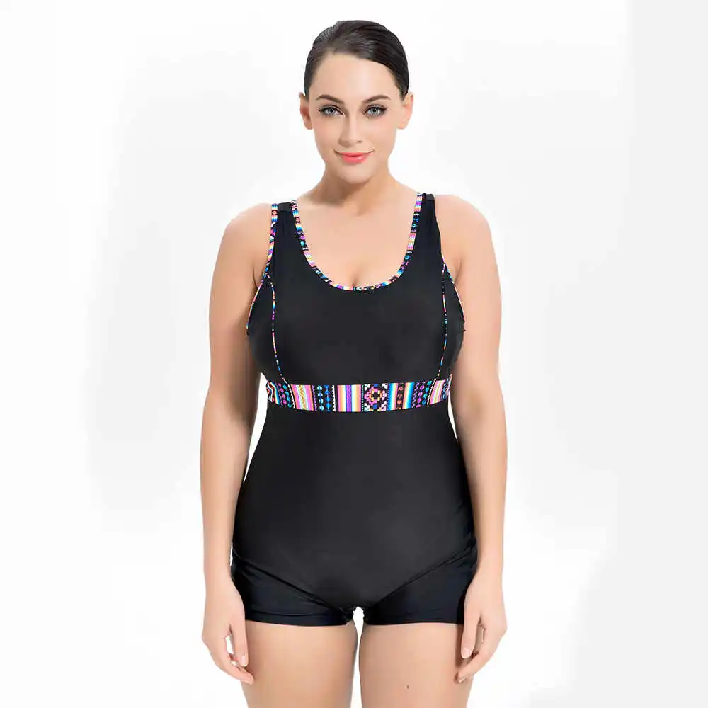 

Plus Size One Piece Swimsuit Solid Swimwear 2018 Women Push Up Swim Suit Sport Monokini Large Cup Bathing Suit Shorts Bodysuit