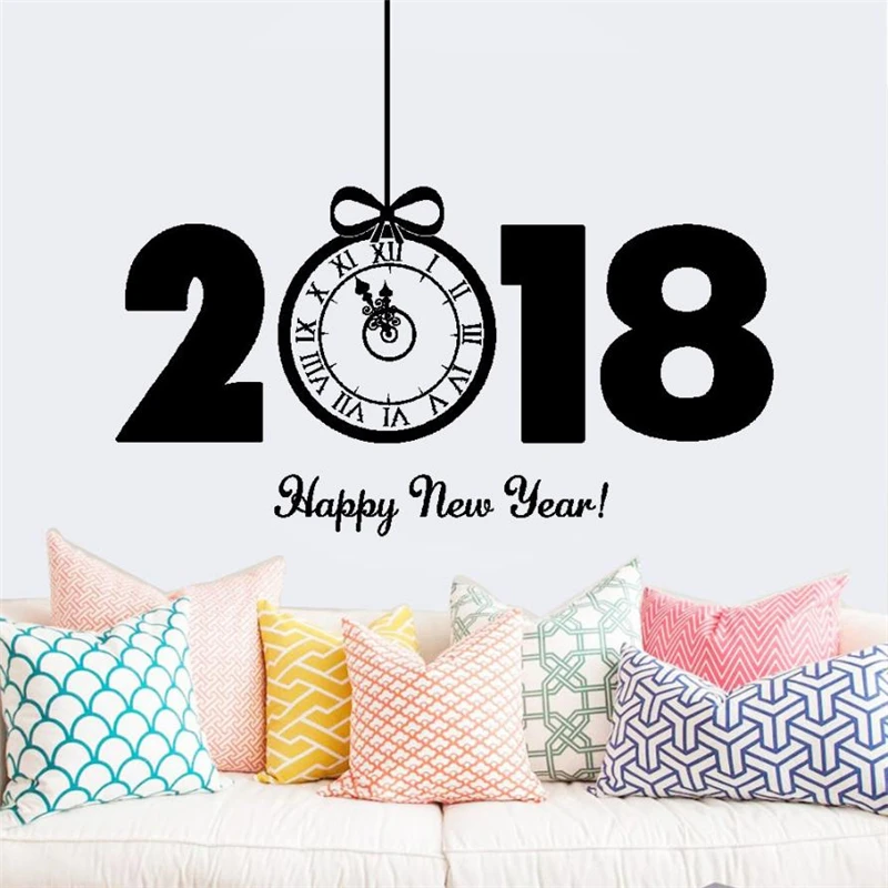 2018 Happy New Year Merry Christmas Wall Sticker Home Shop Windows Decals Removable Waterproof Non-toxic Room DecorC0409#30     01