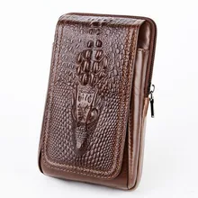 Мужской винтажный чехол из натуральной кожи с крокодиловым лицевым покрытием для телефона, забавная сумка на пояс, поясная сумка, кошелек